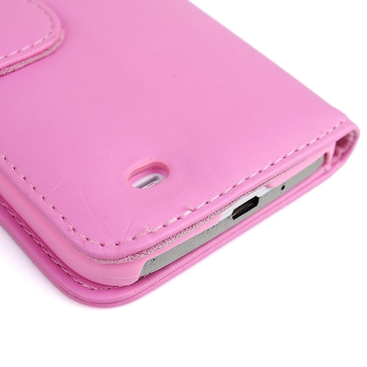 Plain Texture Leather Case with Holder and Card Slots for Galaxy S4 / i9500(Pink)