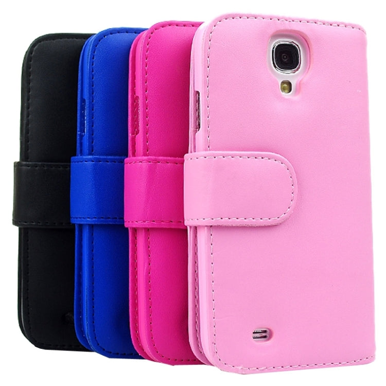Plain Texture Leather Case with Holder and Card Slots for Galaxy S4 / i9500(Pink)