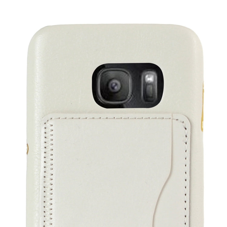 For Galaxy S7 Edge / G935 Leather Case Back Shell Cover with Holder & Card Slot