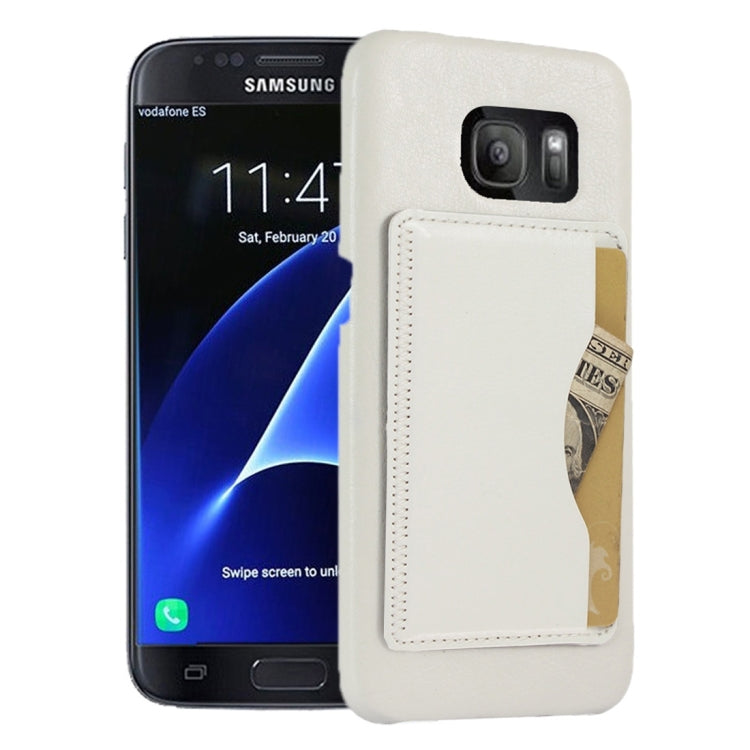 For Galaxy S7 / G930 Leather Case Back Shell Cover with Holder & Card Slot