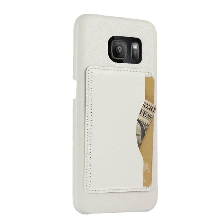 For Galaxy S7 / G930 Leather Case Back Shell Cover with Holder & Card Slot
