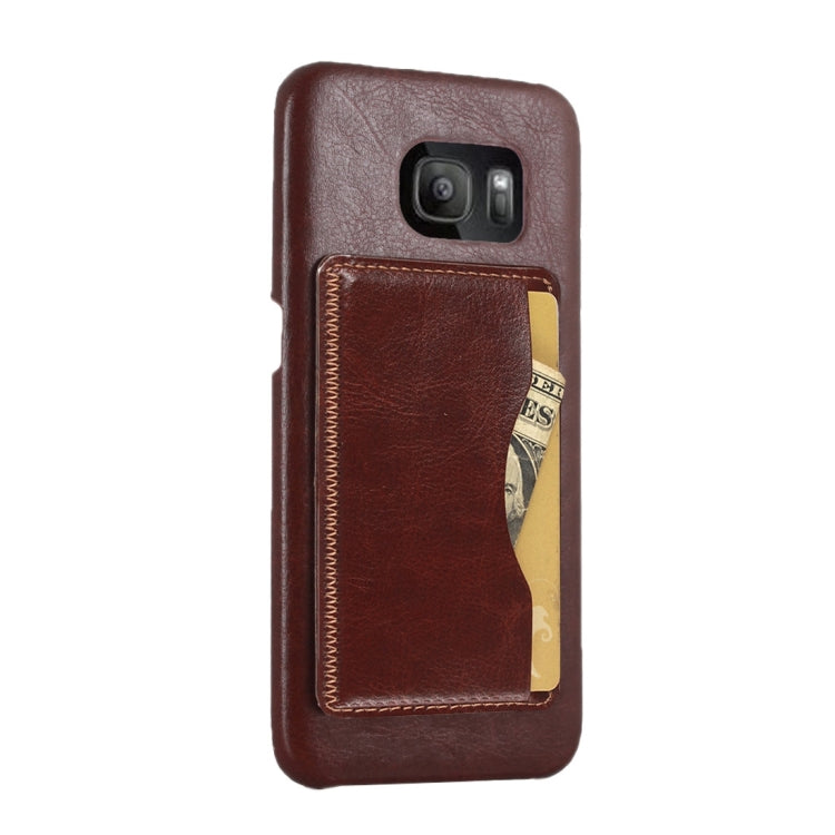 For Galaxy S7 / G930 Leather Case Back Shell Cover with Holder & Card Slot