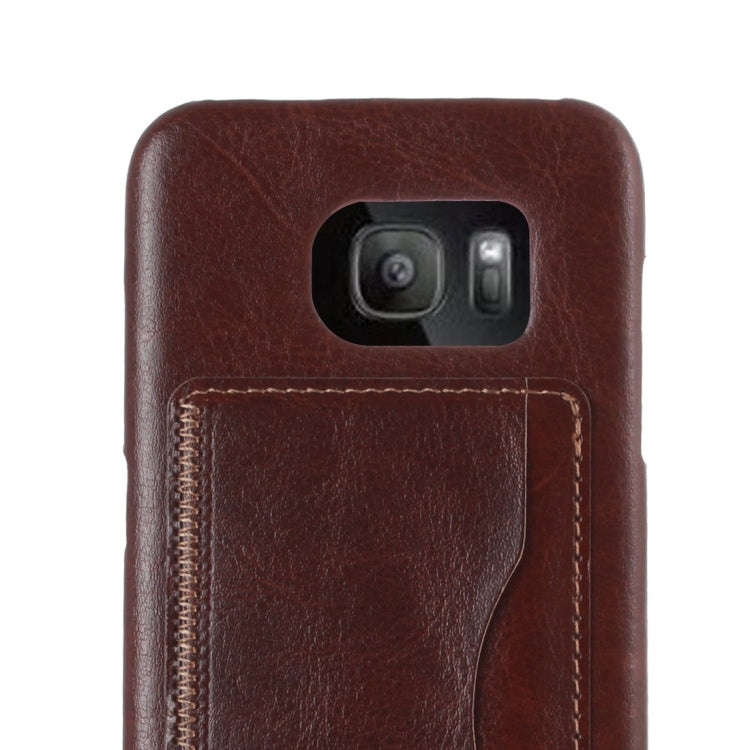 For Galaxy S7 / G930 Leather Case Back Shell Cover with Holder & Card Slot