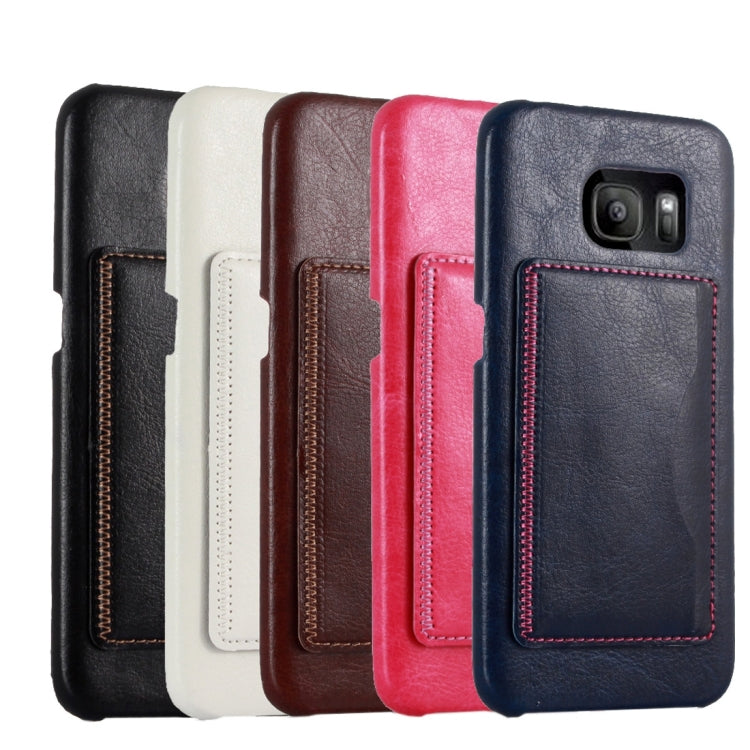 For Galaxy S7 / G930 Leather Case Back Shell Cover with Holder & Card Slot
