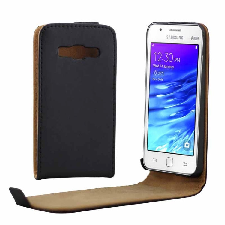 Vertical Flip Magnetic Button Leather Case for Samsung Z1/Z130