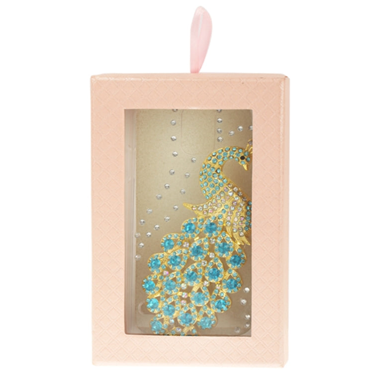 3D Peacock Pattern Diamond Encrusted Transparent Plastic Case for Galaxy S5 / G900