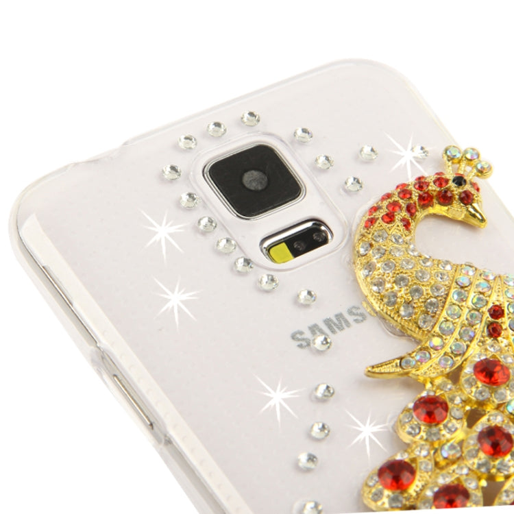 3D Peacock Pattern Diamond Encrusted Transparent Plastic Case for Galaxy S5 / G900
