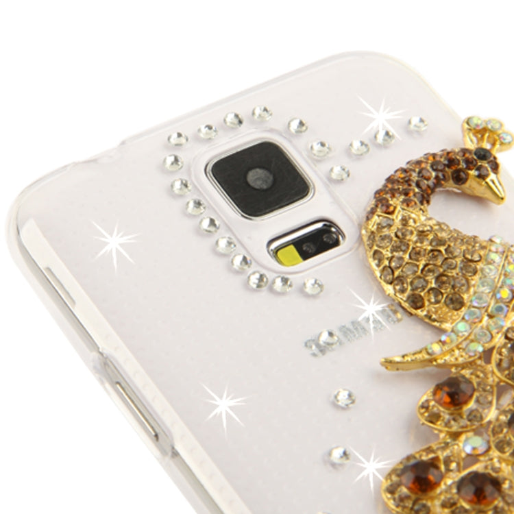 3D Peacock Pattern Diamond Encrusted Transparent Plastic Case for Galaxy S5 / G900
