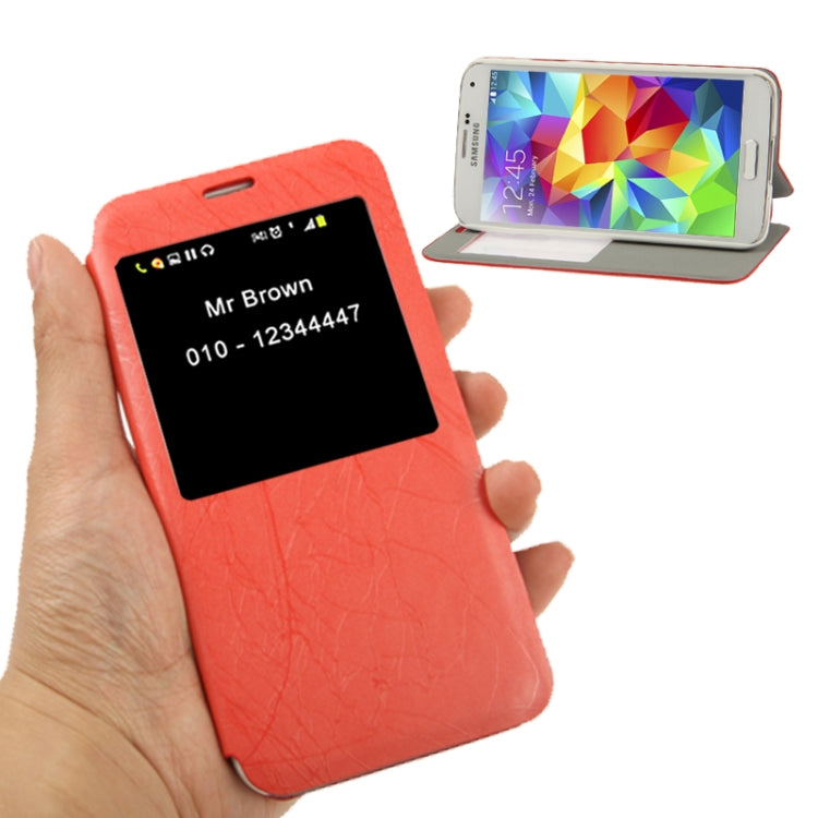 Roots Texture Leather Case with Call Display ID & Holder for Galaxy S5 / G900