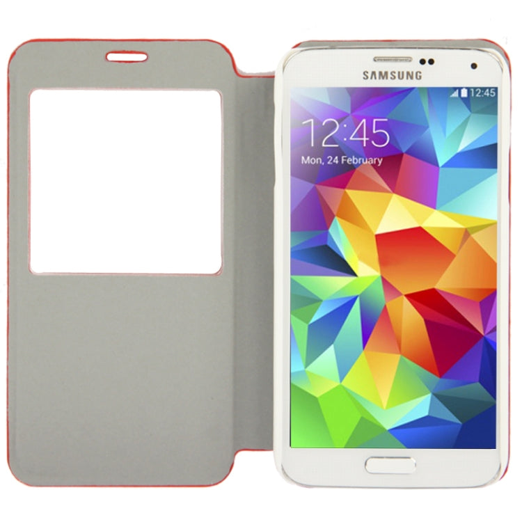 Roots Texture Leather Case with Call Display ID & Holder for Galaxy S5 / G900