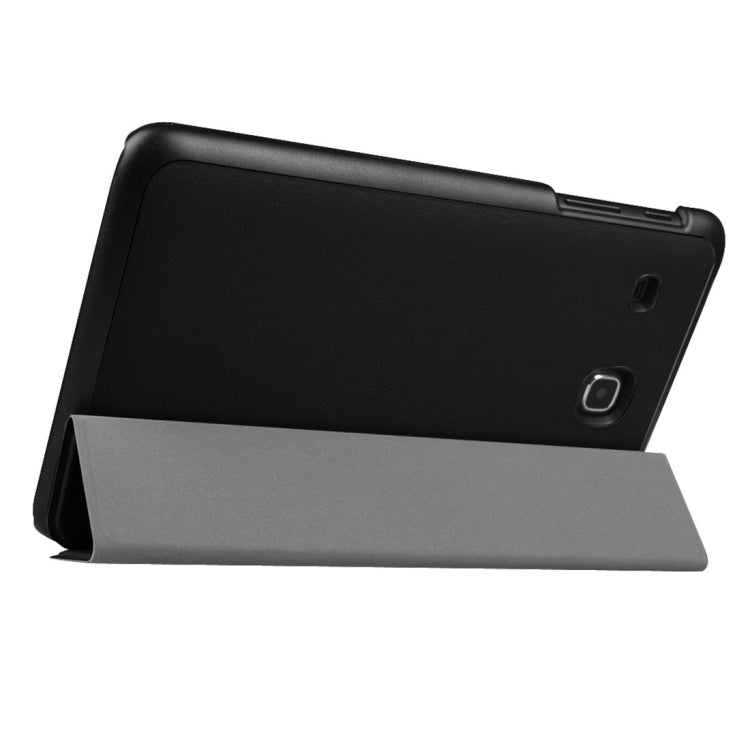Custer Texture Horizontal Flip Solid Color Leather Case with Three-folding Holder for Galaxy Tab E 8.0 / T377V