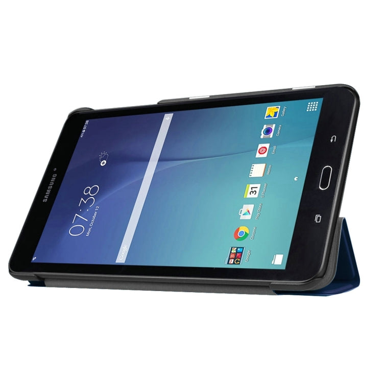 Custer Texture Horizontal Flip Solid Color Leather Case with Three-folding Holder for Galaxy Tab E 8.0 / T377V