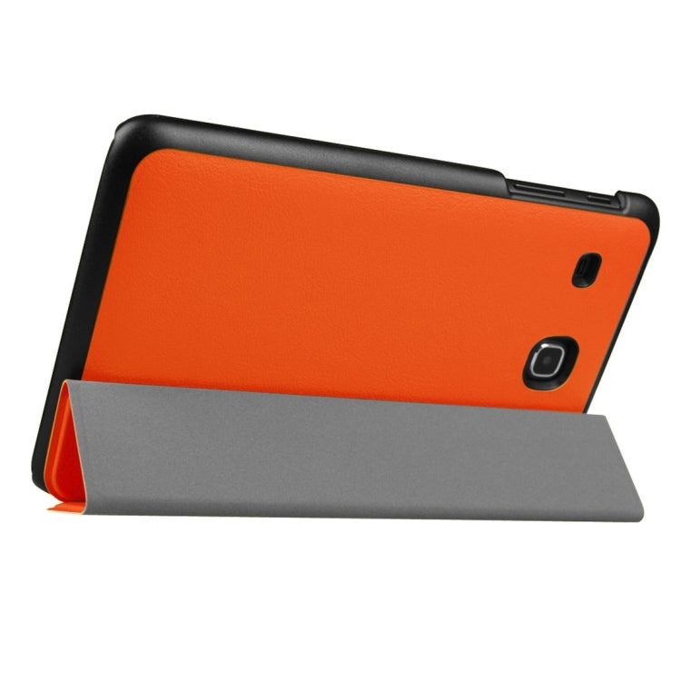 Custer Texture Horizontal Flip Solid Color Leather Case with Three-folding Holder for Galaxy Tab E 8.0 / T377V