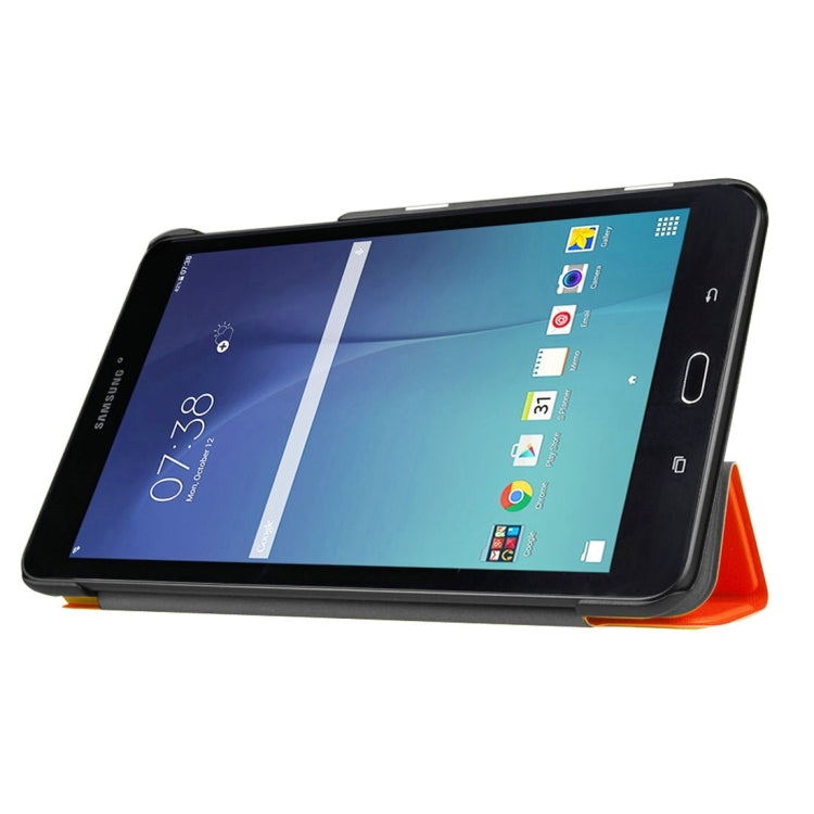 Custer Texture Horizontal Flip Solid Color Leather Case with Three-folding Holder for Galaxy Tab E 8.0 / T377V