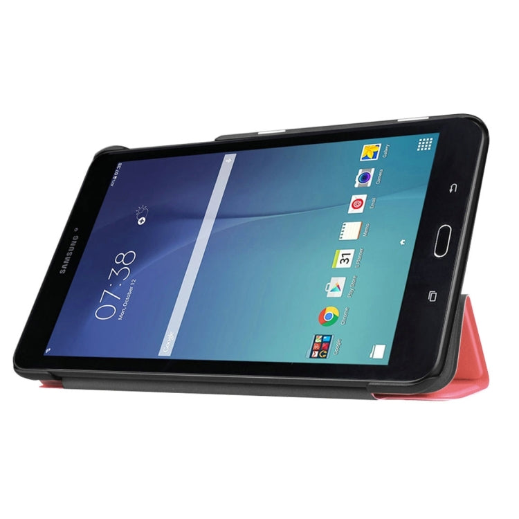 Custer Texture Horizontal Flip Solid Color Leather Case with Three-folding Holder for Galaxy Tab E 8.0 / T377V