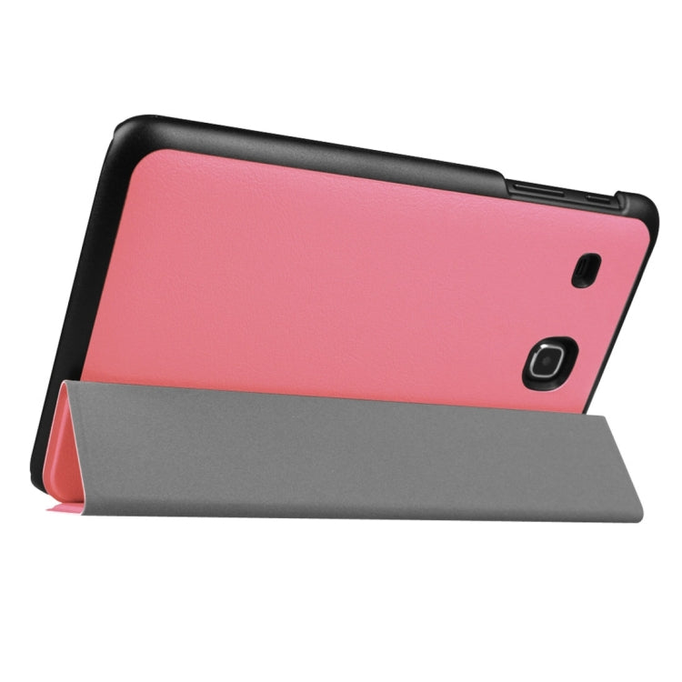 Custer Texture Horizontal Flip Solid Color Leather Case with Three-folding Holder for Galaxy Tab E 8.0 / T377V