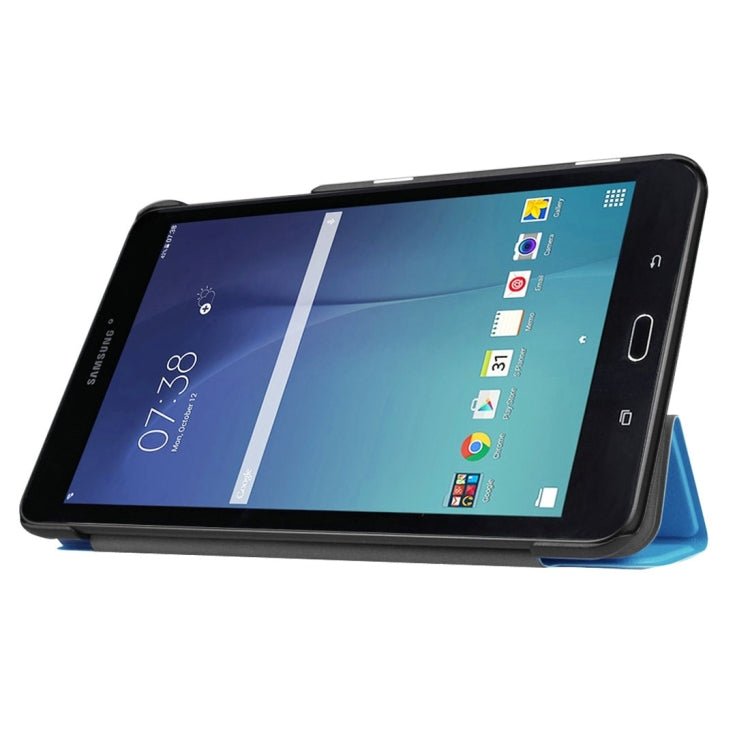 Custer Texture Horizontal Flip Solid Color Leather Case with Three-folding Holder for Galaxy Tab E 8.0 / T377V