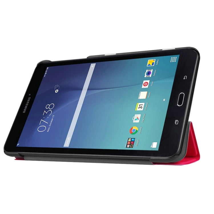Custer Texture Horizontal Flip Solid Color Leather Case with Three-folding Holder for Galaxy Tab E 8.0 / T377V