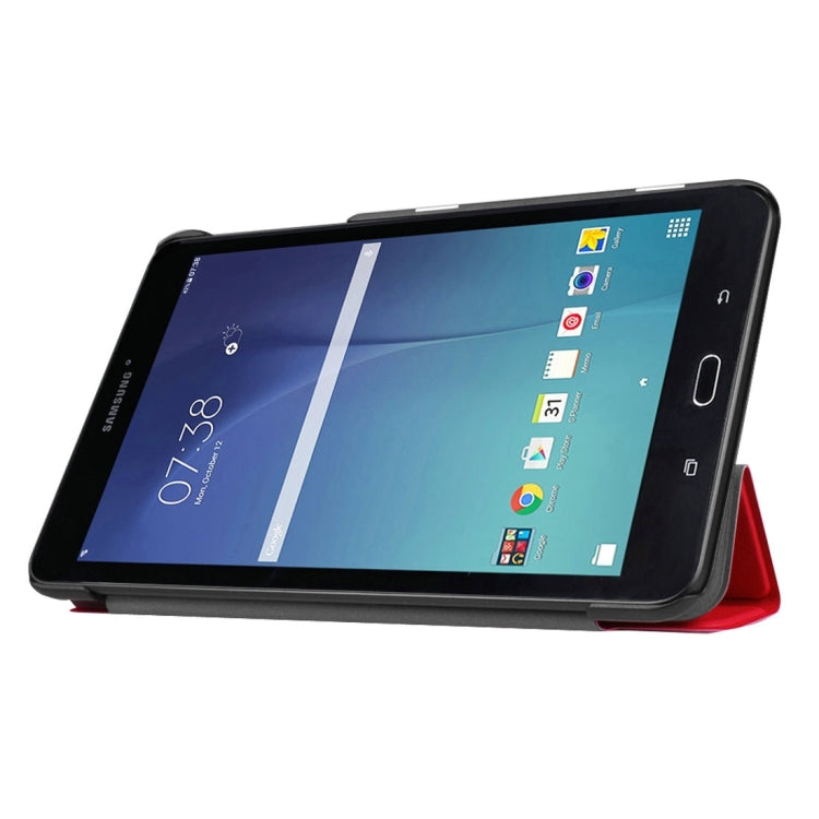 Custer Texture Horizontal Flip Solid Color Leather Case with Three-folding Holder for Galaxy Tab E 8.0 / T377V
