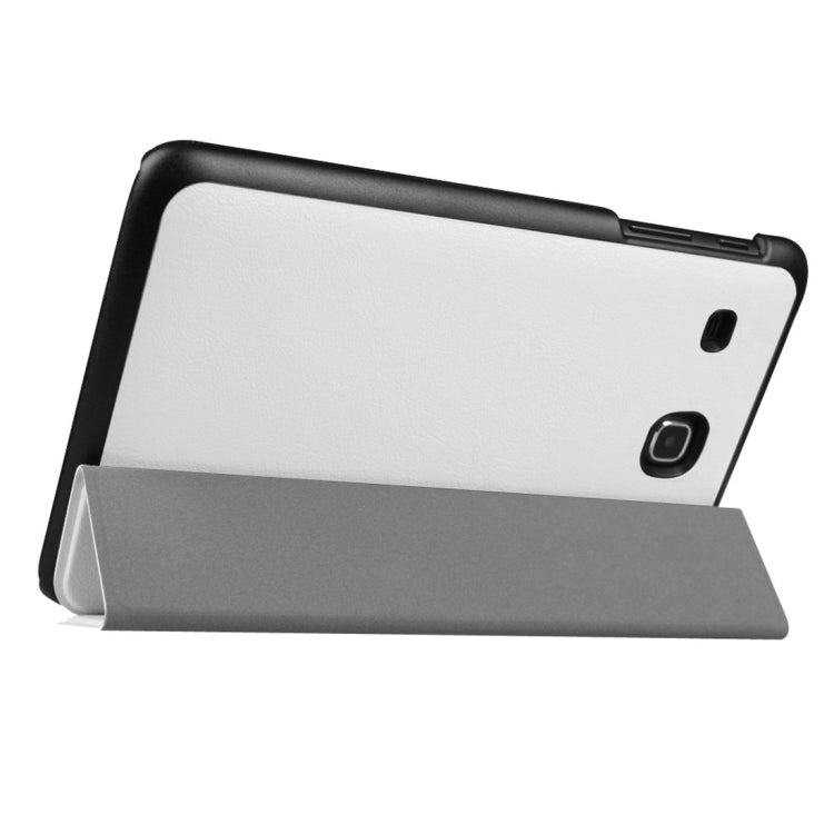 Custer Texture Horizontal Flip Solid Color Leather Case with Three-folding Holder for Galaxy Tab E 8.0 / T377V