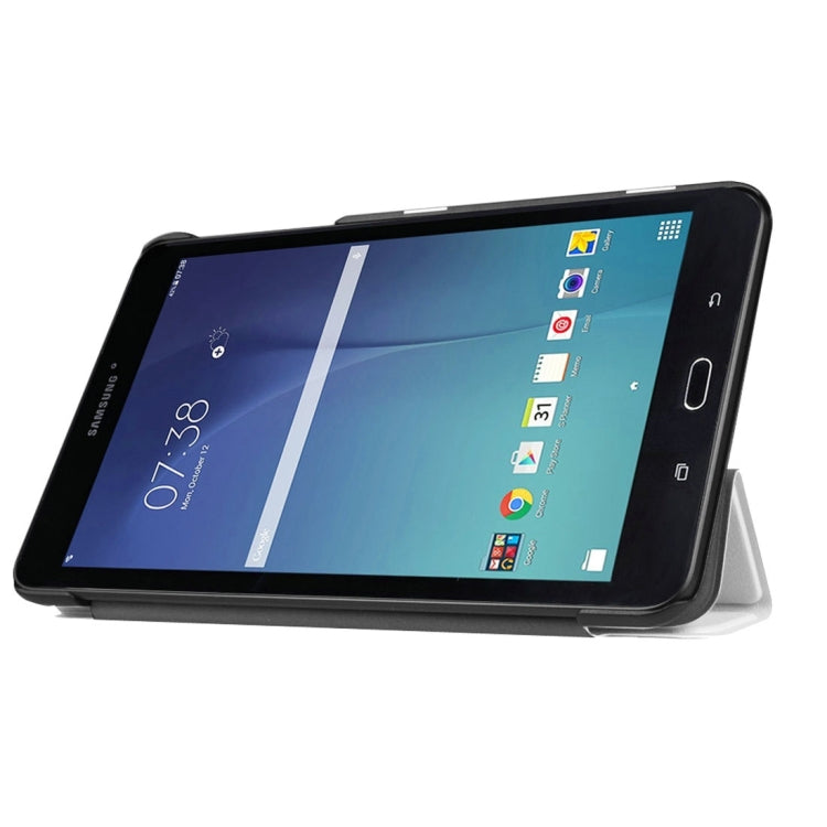 Custer Texture Horizontal Flip Solid Color Leather Case with Three-folding Holder for Galaxy Tab E 8.0 / T377V