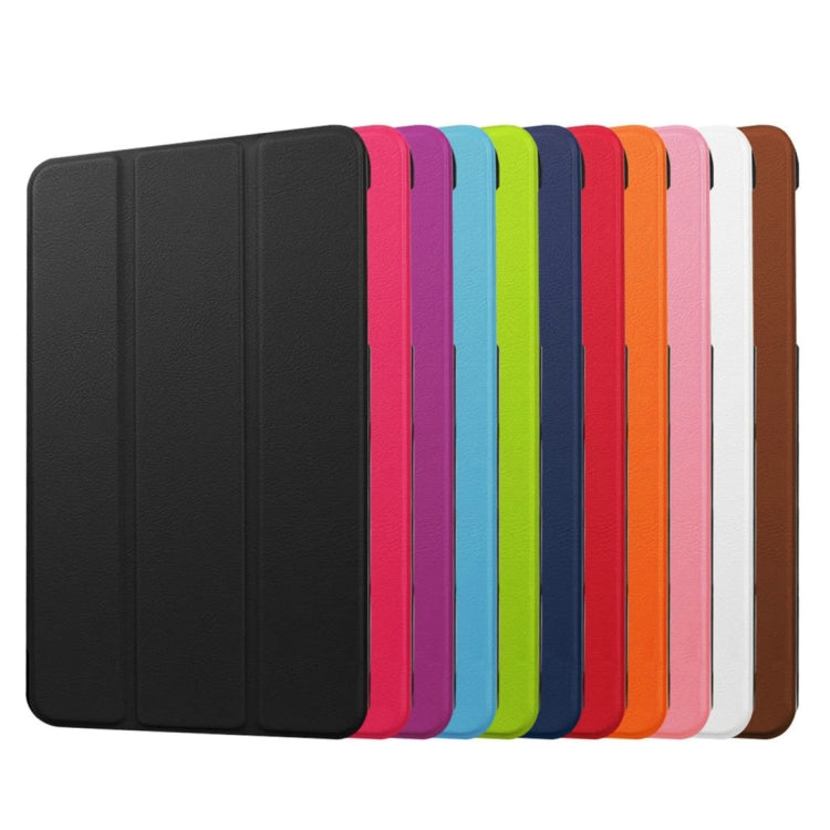 Custer Texture Horizontal Flip Solid Color Leather Case with Three-folding Holder for Galaxy Tab E 8.0 / T377V