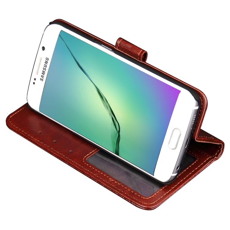 For Galaxy S6 Edge / G925 Crazy Horse Texture Horizontal Flip Leather Case with Photo Frame & Holder & Card Slots & Wallet