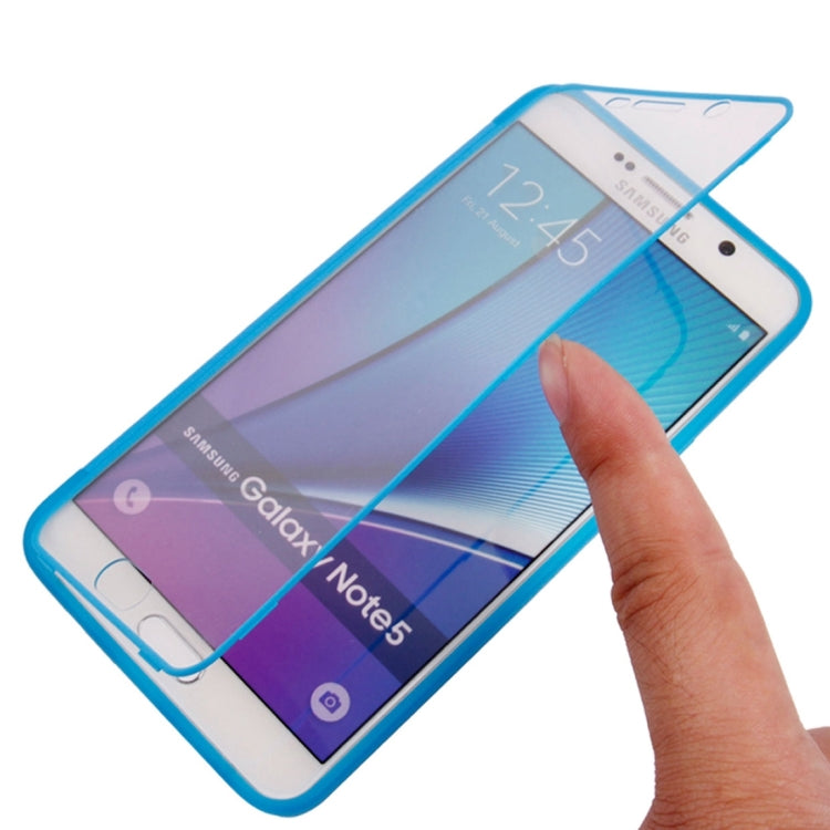 For Samsung Galalxy Note 5 / N920 Horizontal Flip Transparent Touch Screen PC Front Cover + TPU Back Cover Protective Case