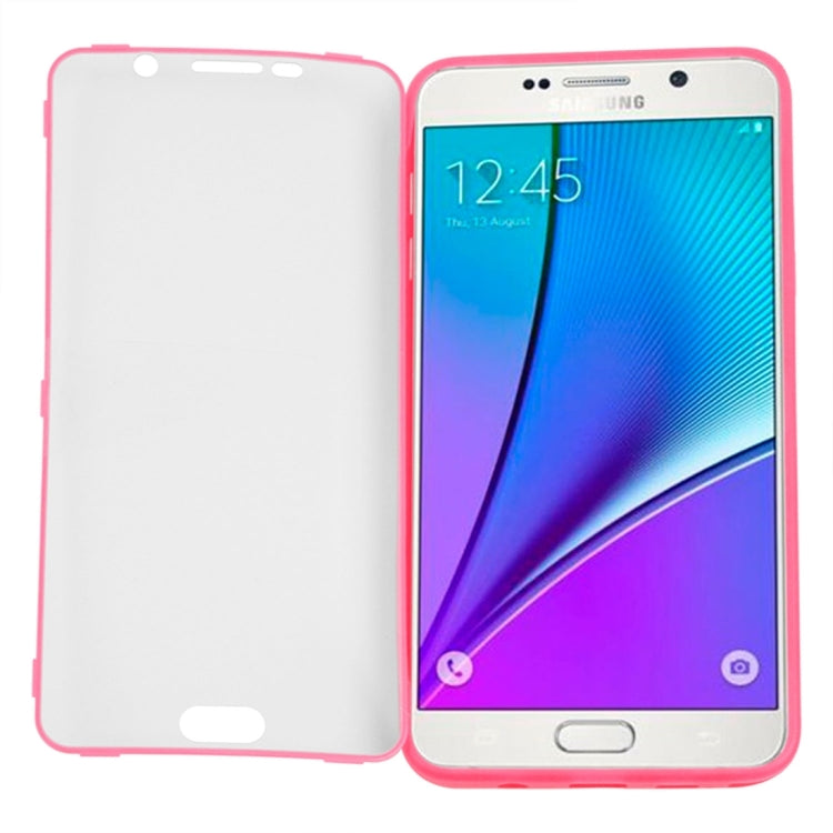 For Samsung Galalxy Note 5 / N920 Horizontal Flip Transparent Touch Screen PC Front Cover + TPU Back Cover Protective Case
