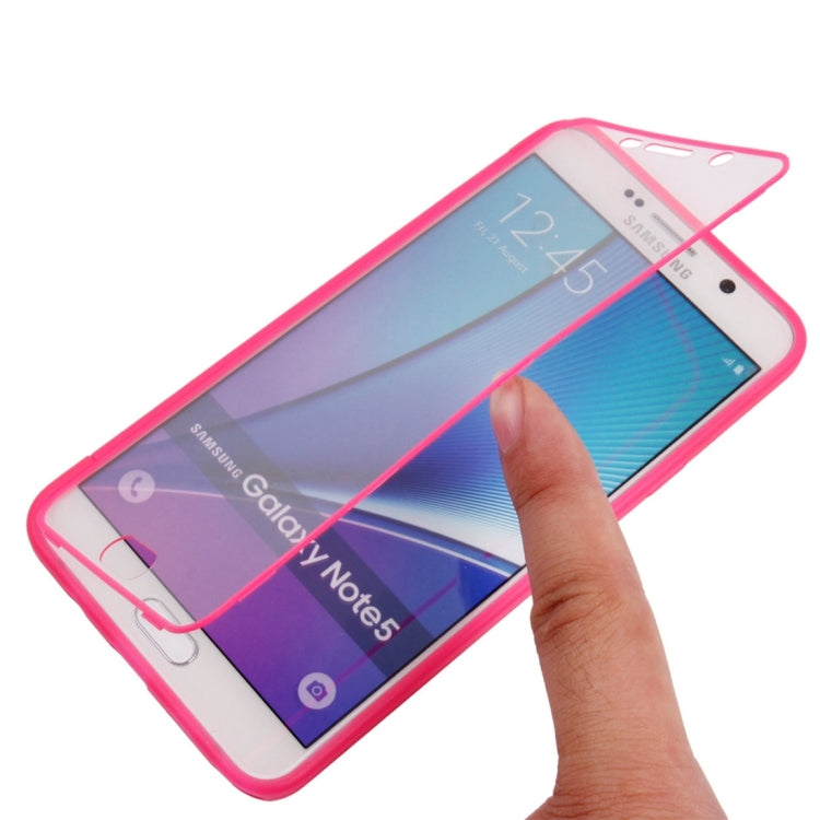 For Samsung Galalxy Note 5 / N920 Horizontal Flip Transparent Touch Screen PC Front Cover + TPU Back Cover Protective Case
