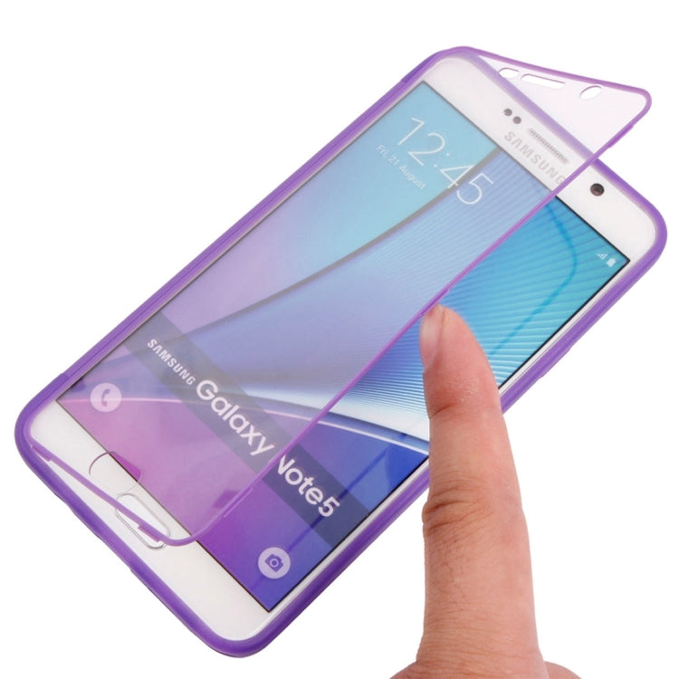 For Samsung Galalxy Note 5 / N920 Horizontal Flip Transparent Touch Screen PC Front Cover + TPU Back Cover Protective Case