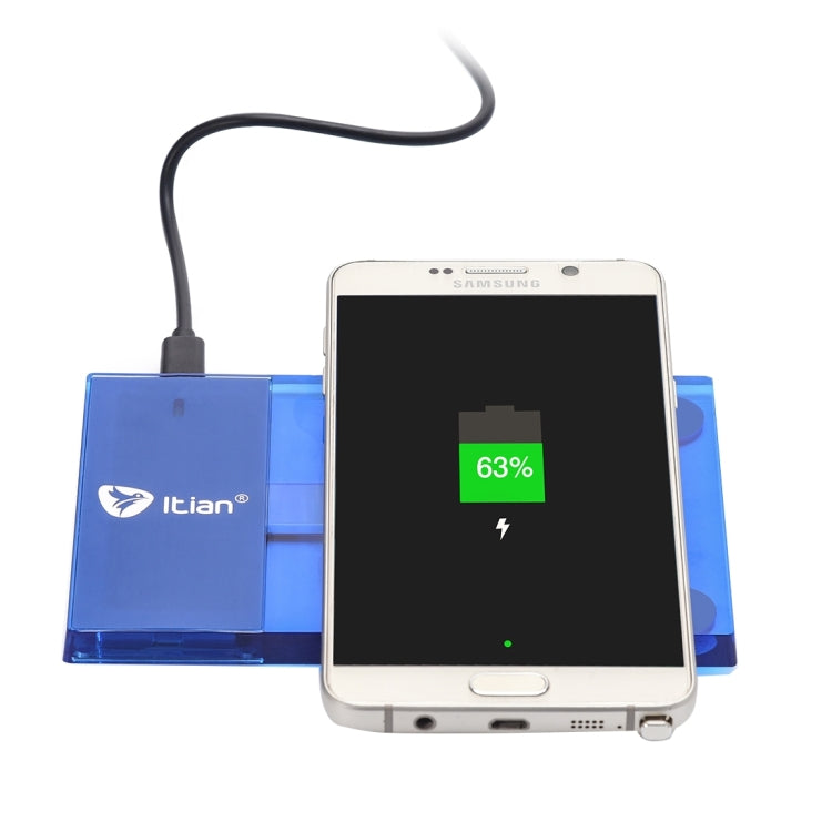 Itian A10-5W Rectangle Qi Standard Wireless Charger  for iPhone 8 / 8 Plus / X &  Galaxy S7 Edge / S7 / S6 / S6 edge plus / Note 5 / Nokia / LG / HTC(Blue)