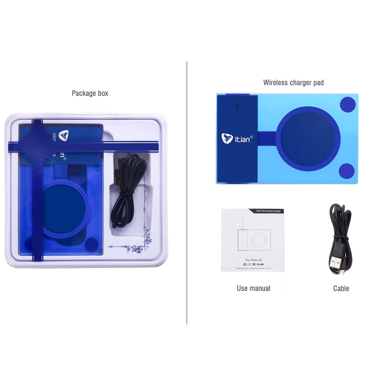 Itian A10-5W Rectangle Qi Standard Wireless Charger  for iPhone 8 / 8 Plus / X &  Galaxy S7 Edge / S7 / S6 / S6 edge plus / Note 5 / Nokia / LG / HTC(Blue)