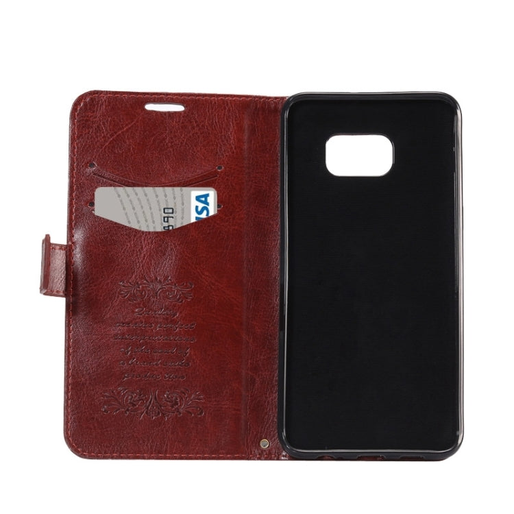For Galaxy S6 Edge+ / G928 Lamb Texture Stamp Pattern Horizontal Flip Leather Case with Holder & Card Slots