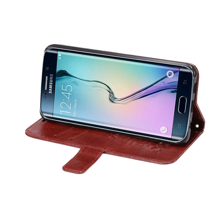 For Galaxy S6 Edge+ / G928 Lamb Texture Stamp Pattern Horizontal Flip Leather Case with Holder & Card Slots