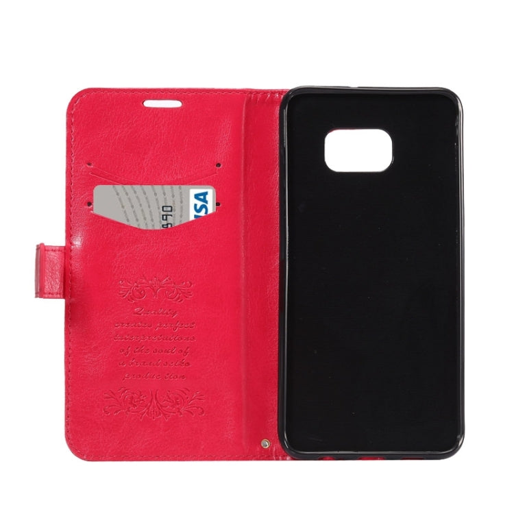For Galaxy S6 Edge+ / G928 Lamb Texture Stamp Pattern Horizontal Flip Leather Case with Holder & Card Slots