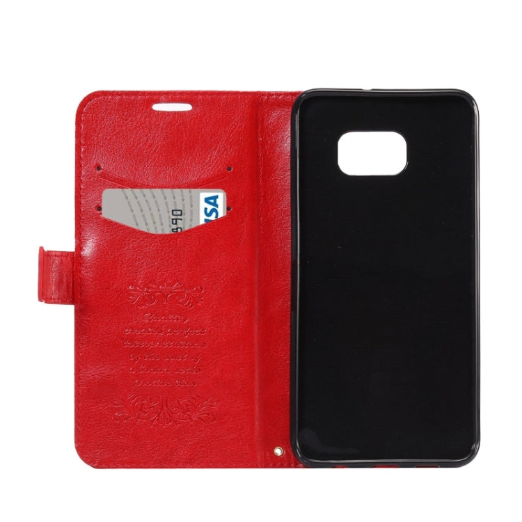 For Galaxy S6 Edge+ / G928 Lamb Texture Stamp Pattern Horizontal Flip Leather Case with Holder & Card Slots