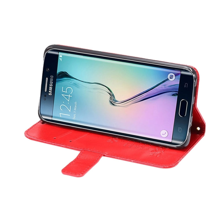 For Galaxy S6 Edge+ / G928 Lamb Texture Stamp Pattern Horizontal Flip Leather Case with Holder & Card Slots