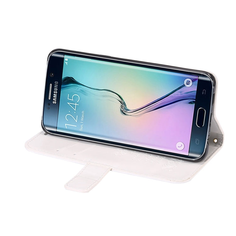 For Galaxy S6 Edge+ / G928 Lamb Texture Stamp Pattern Horizontal Flip Leather Case with Holder & Card Slots