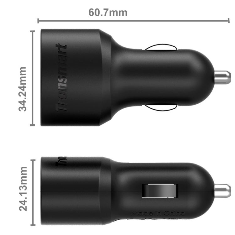 Tronsmart CC3PC 2.4A Max 3 USB Ports Qualcomm Quick Charge 2.0 Car Charger for Tablets / Phones(Black)