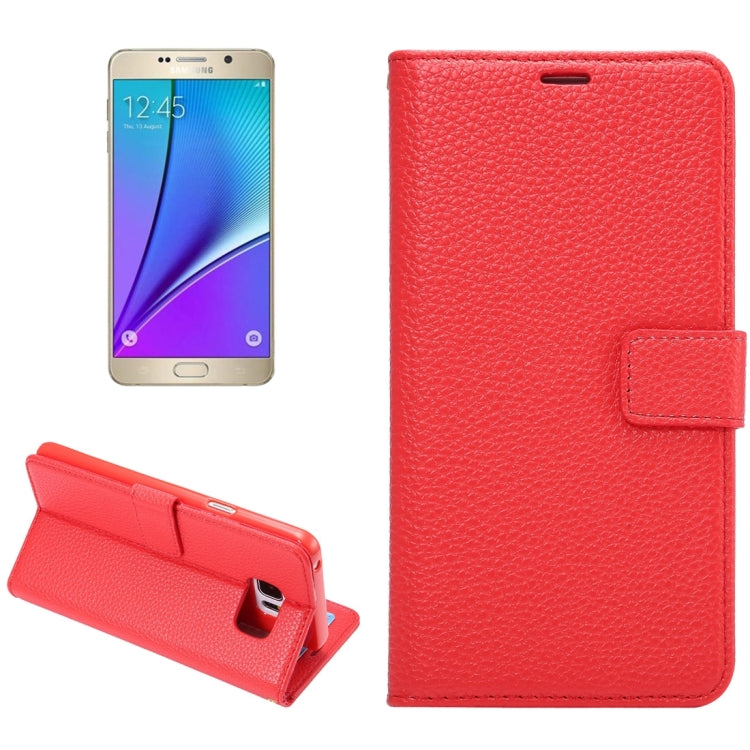 For Samsung Galalxy Note 5 / N920 Litchi Texture Horizontal Flip Leather Case with Card Slots & Holder & Wallet & Photo Frame & Lanyard