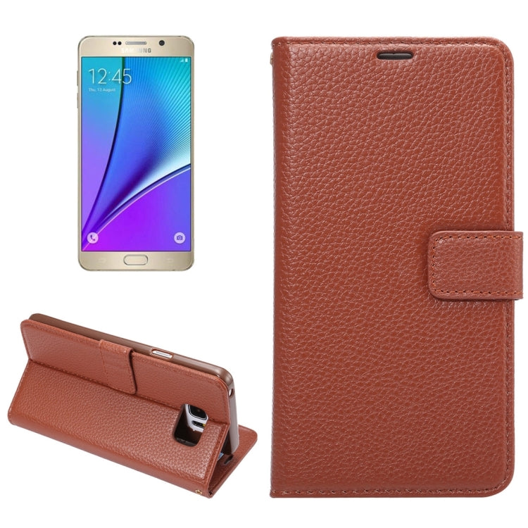 For Samsung Galalxy Note 5 / N920 Litchi Texture Horizontal Flip Leather Case with Card Slots & Holder & Wallet & Photo Frame & Lanyard