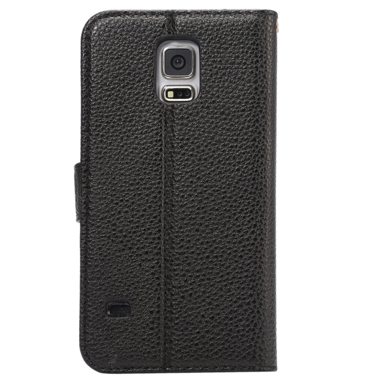 Litchi Texture Horizontal Flip Leather Case with Card Slots & Holder & Wallet & Photo Frame & Lanyard for Samsung Galalxy S5 / G900