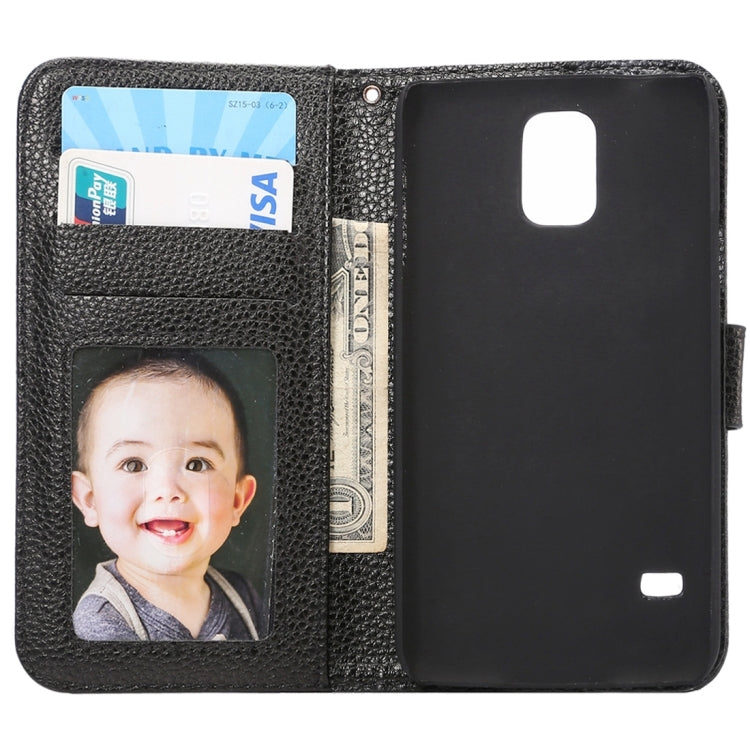 Litchi Texture Horizontal Flip Leather Case with Card Slots & Holder & Wallet & Photo Frame & Lanyard for Samsung Galalxy S5 / G900