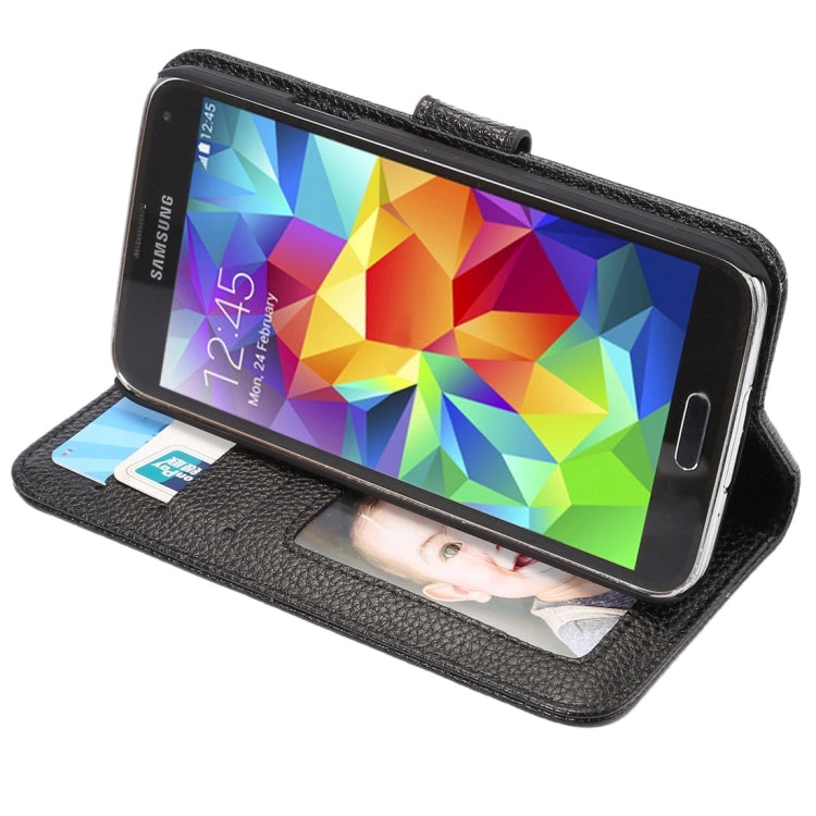 Litchi Texture Horizontal Flip Leather Case with Card Slots & Holder & Wallet & Photo Frame & Lanyard for Samsung Galalxy S5 / G900