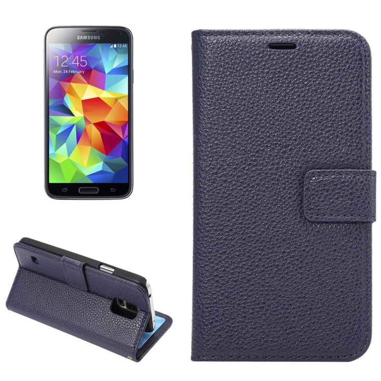 Litchi Texture Horizontal Flip Leather Case with Card Slots & Holder & Wallet & Photo Frame & Lanyard for Samsung Galalxy S5 / G900