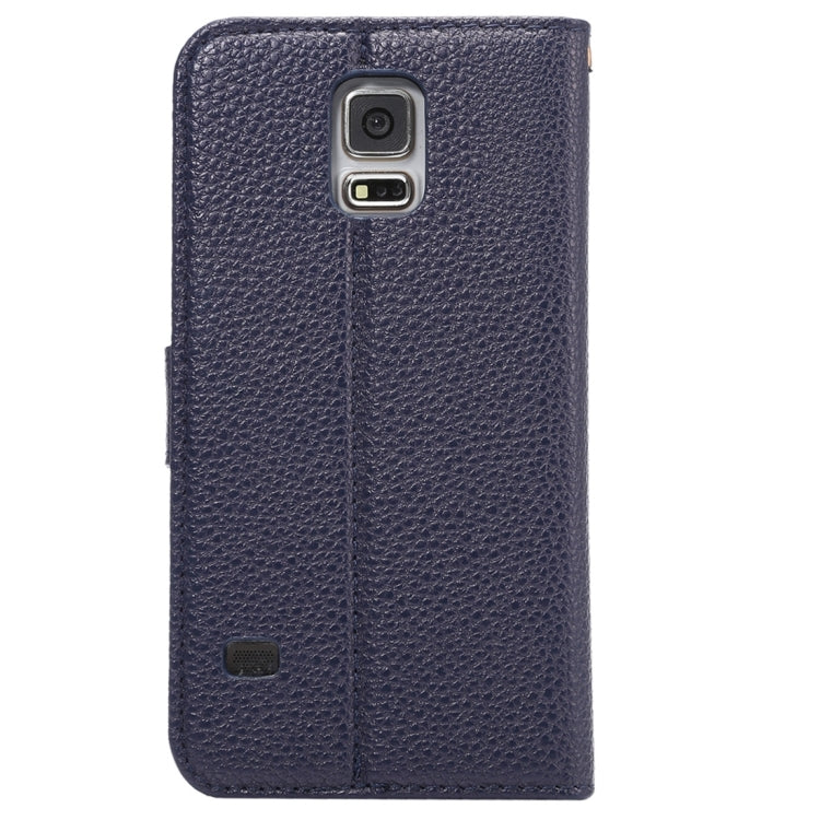 Litchi Texture Horizontal Flip Leather Case with Card Slots & Holder & Wallet & Photo Frame & Lanyard for Samsung Galalxy S5 / G900