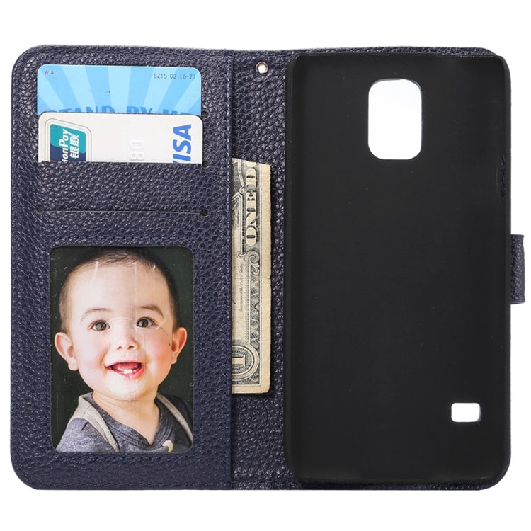 Litchi Texture Horizontal Flip Leather Case with Card Slots & Holder & Wallet & Photo Frame & Lanyard for Samsung Galalxy S5 / G900
