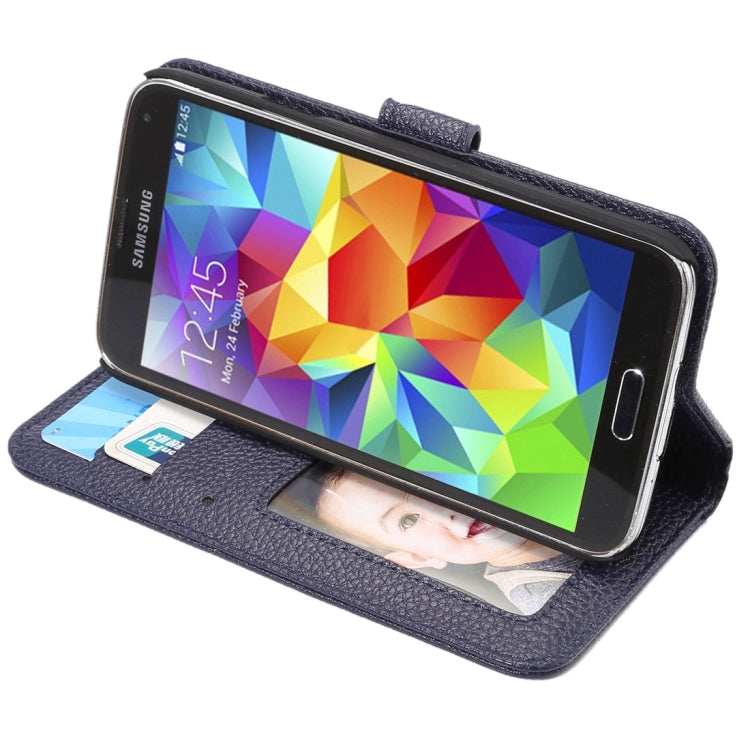 Litchi Texture Horizontal Flip Leather Case with Card Slots & Holder & Wallet & Photo Frame & Lanyard for Samsung Galalxy S5 / G900