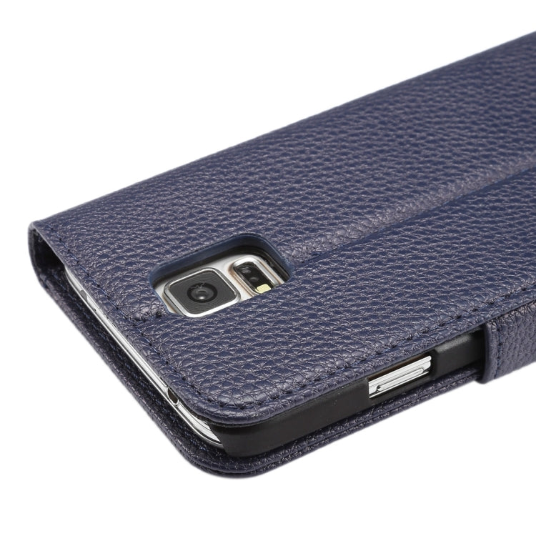 Litchi Texture Horizontal Flip Leather Case with Card Slots & Holder & Wallet & Photo Frame & Lanyard for Samsung Galalxy S5 / G900